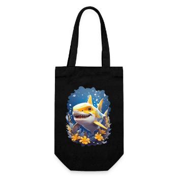Radiant Shark | Yellow Ocean Vibe Shark - Gift Bag for Bottles - black - Front