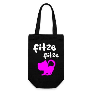Fitze Fitze Katze Lied Spruch coole lustige Quotes - Geschenkbeutel für Flaschen - Schwarz - Vorne