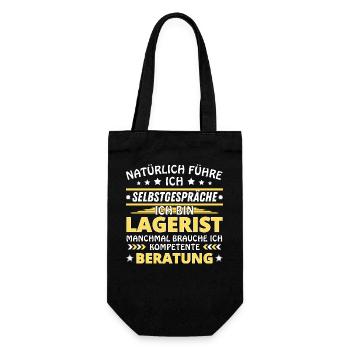 Ich führe Selbstgespräche - Lagerist Edition - Geschenkbeutel für Flaschen - Schwarz - Vorne