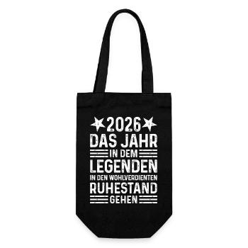 2026 Jahr Legende wohlverdienter Ruhestand Rentner - Geschenkbeutel für Flaschen - Schwarz - Vorne