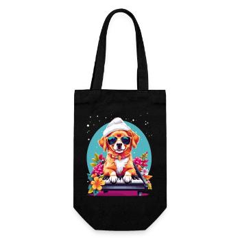 Dog with Piano - Gift Bag for Bottles - black - Front