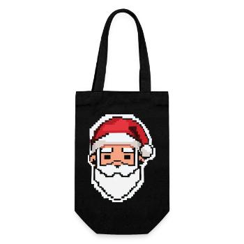 8-bit Santa Claus / Merry Christmas / Pixel Art - Gift Bag for Bottles - black - Front