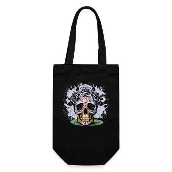 Kreativer Totenkopf mit Rosen Design - Geschenkbeutel für Flaschen - Schwarz - Vorne