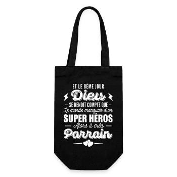 humour enfant / et le 8ème jour dieu créa parrain - Sac à bouteille - noir - Devant
