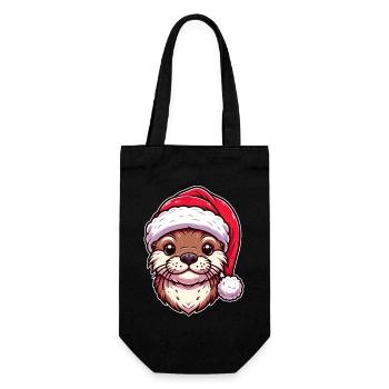 Magie de la loutre de Noël - Design festif - Sac à bouteille - noir - Devant