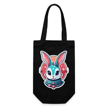 Illustration de Noël lapin - Sac à bouteille - noir - Devant