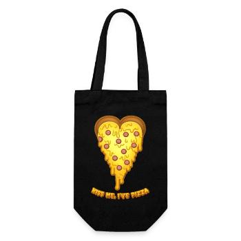 Kiss me, I've pizza, Valentine's day pizza heart - Gift Bag for Bottles - black - Front