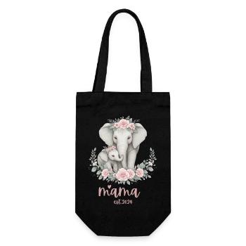 Mama 2024 Elephant Floral Wreath Celebration - Geschenkbeutel für Flaschen - Schwarz - Vorne