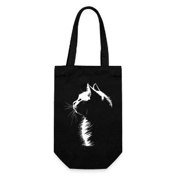 Cat, Cat Motif - Gift Bag for Bottles - black - Front