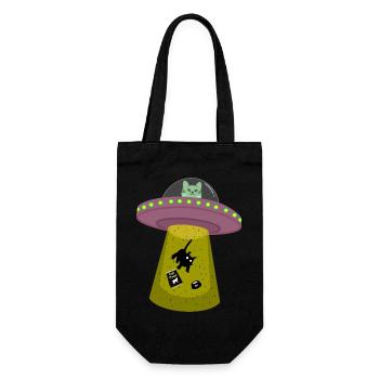 ufo cat - Gift Bag for Bottles - black - Front
