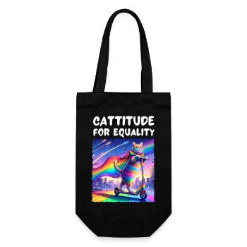 Gay pride. Cattitude for equality - Gift Bag for Bottles - black - Front