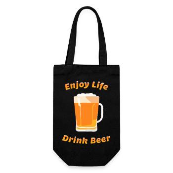 Bier Flsche Krug Saufen Junggesellenabschied 5 - Geschenkbeutel für Flaschen - Schwarz - Vorne