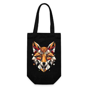 Colorful, geometric fox head polygon motif - Gift Bag for Bottles - black - Front