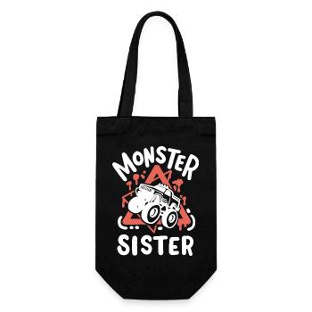 Monstertruck-Schwester - Geschenkbeutel für Flaschen - Schwarz - Vorne