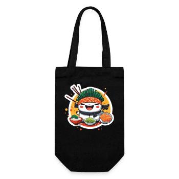 Happy Sushi Samurai - Cute Kawaii Sushi Lover - Gift Bag for Bottles - black - Front