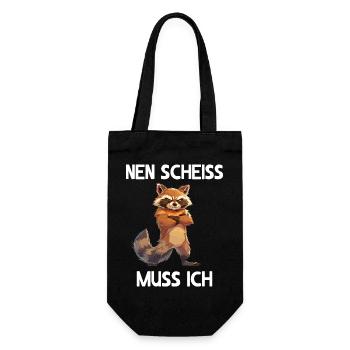 Waschbär Raccoon Wald Natur Nen scheiss muss ich - Geschenkbeutel für Flaschen - Schwarz - Vorne