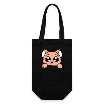 Little Cat Cute In Bag Chest Pocket Shirt Bag - Gift Bag for Bottles - black - Front