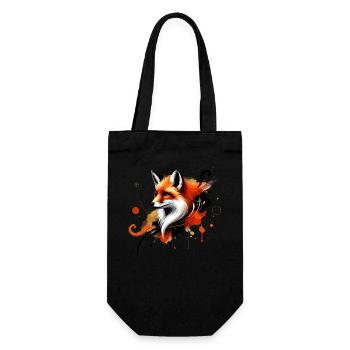 Watercolor Fox, Fox - Gift Bag for Bottles - black - Front