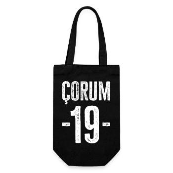 Çorum 19 – Stolz auf Kultur und Geschichte - Geschenkbeutel für Flaschen - Schwarz - Vorne