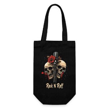 Rock N Roll Skull Electric Guitar Rose Music Rocker - Gift Bag for Bottles - black - Front