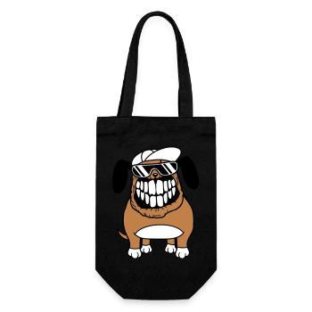 chien monstre méchant dangereux dents sourire sourire - Sac à bouteille - noir - Devant