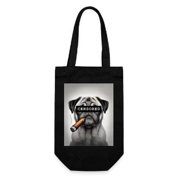 Censored Pug with Cigar - Gift Bag for Bottles - black - Front
