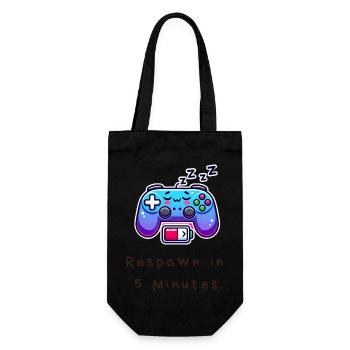 Respawn in 5 Minutes – Lustiges Gamer Shirt - Geschenkbeutel für Flaschen - Schwarz - Vorne