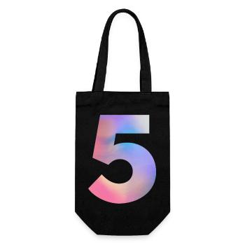 Bunte Zahl 5 - Geschenkbeutel für Flaschen - Schwarz - Vorne