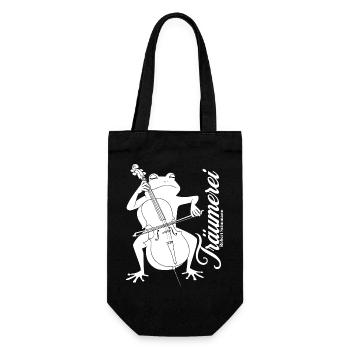 Frosch spielt Cello Träumerei - Geschenkbeutel für Flaschen - Schwarz - Vorne