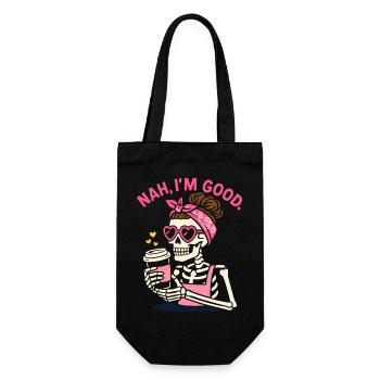 Pink Retro Skeleton with Coffee and Heart Shades - Gift Bag for Bottles - black - Front