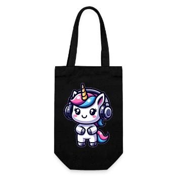 Unicorn with headphones - Gift Bag for Bottles - black - Front