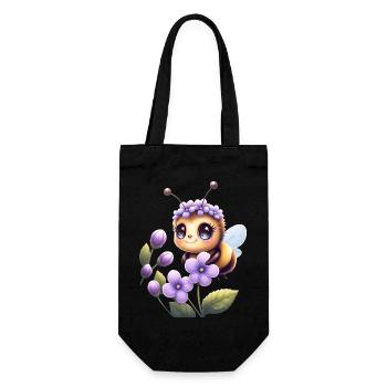 Abeille mignonne parmi les lilas 🐝 - Sac à bouteille - noir - Devant