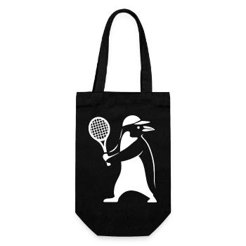Minimalist Penguin Tennis Backhand Player - Gift Bag for Bottles - black - Front