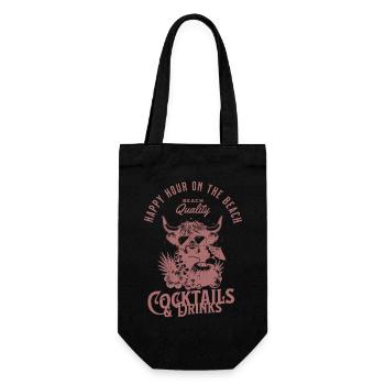 Happy Hour on the Beach – Tropical Vibes & Cocktai - Geschenkbeutel für Flaschen - Schwarz - Vorne