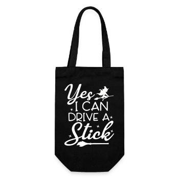 Whimsical Witch Riding Broom Illustration - Gift Bag for Bottles - black - Front