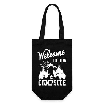 Mountain Nature Campfire Scene - Gift Bag for Bottles - black - Front