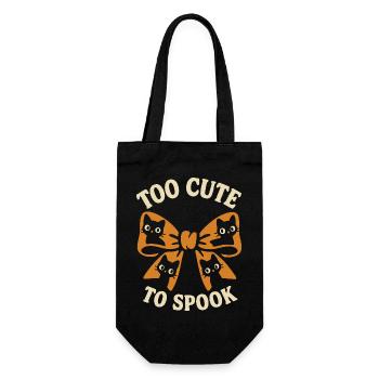 Masche mit Katzen & Spruch Too Cute To Spook Motiv - Geschenkbeutel für Flaschen - Schwarz - Vorne