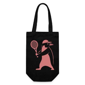 Minimalist Penguin Tennis Backhand Player - Gift Bag for Bottles - black - Front