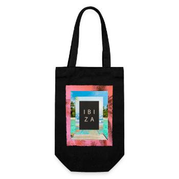 Ibiza Sommer Sonne Strand Meer Palmen Party - Geschenkbeutel für Flaschen - Schwarz - Vorne