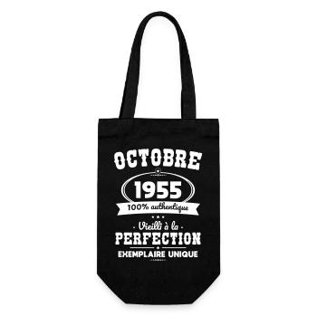 70th Birthday - October 1955 Perfection - Gift Bag for Bottles - black - Front