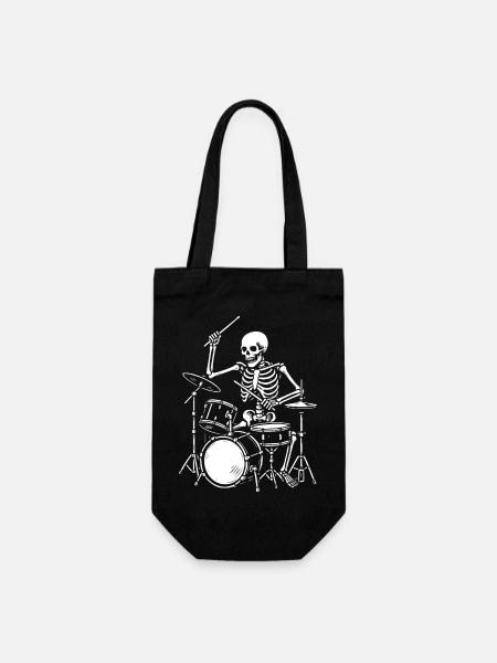 Skeleton Playing the Drums Artwork - Gift Bag for Bottles - black