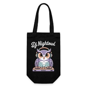 DJ Nightowl owl with headphones at the mixer - Gift Bag for Bottles - black - Front