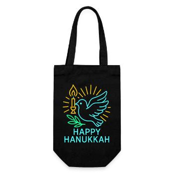 Heureux Hanoukka Pigeon Colombe de la Paix Néon - Sac à bouteille - noir - Devant