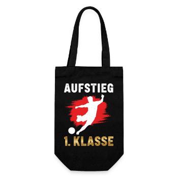 Aufstieg 1. Klasse Schulanfang Fußball Rot  - Geschenkbeutel für Flaschen - Schwarz - Vorne