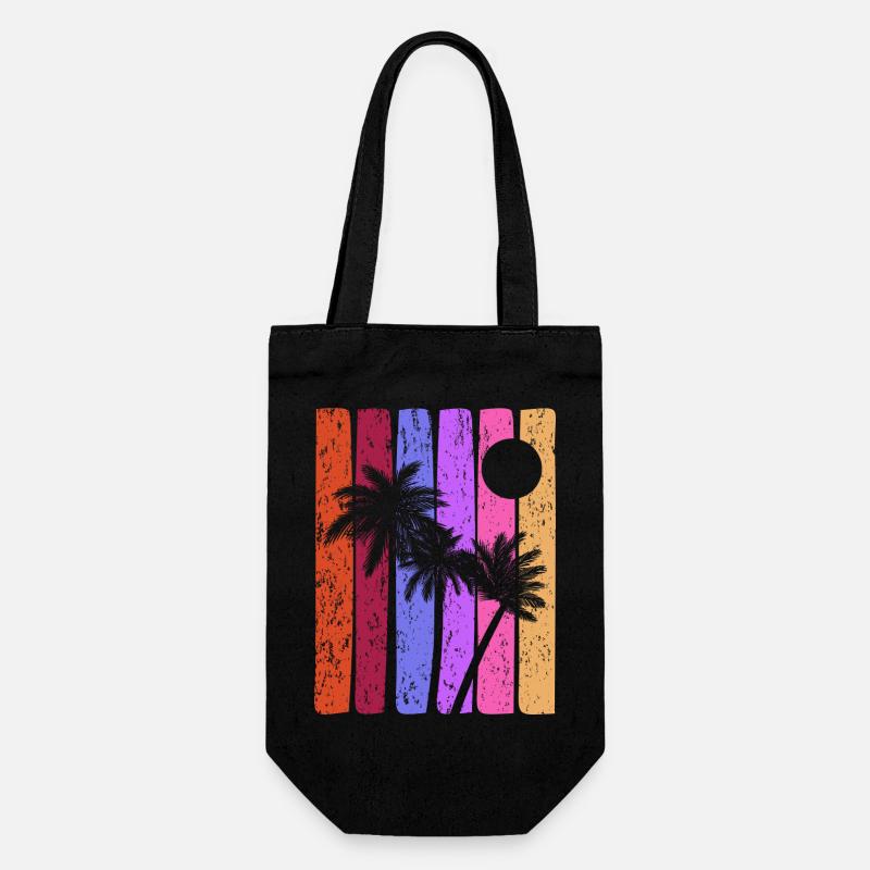 Rayures tropicales coucher de soleil - Sac à bouteille - noir