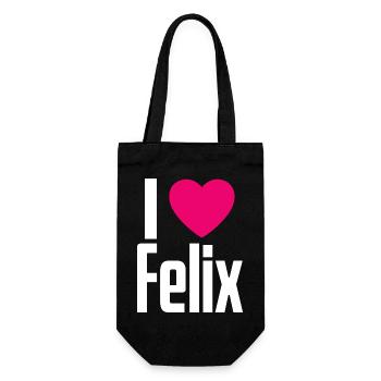 I Love Felix Pinkes Herz Ich liebe Felix - Geschenkbeutel für Flaschen - Schwarz - Vorne