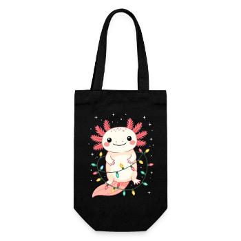 Axolotl Weihnachten Weihnachtspullover lustig süß - Geschenkbeutel für Flaschen - Schwarz - Vorne