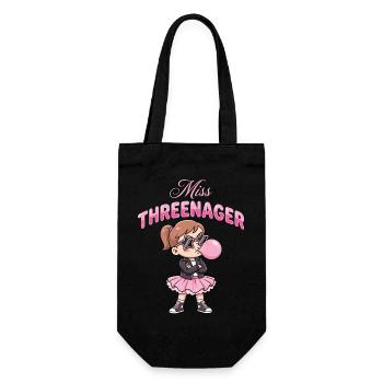 Threenager 3. Geburtstag 3 Jahre Mädchen - Geschenkbeutel für Flaschen - Schwarz - Vorne