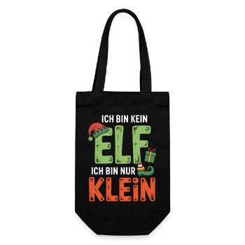 Ich bin kein Elf – nur klein - Geschenkbeutel für Flaschen - Schwarz - Vorne