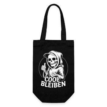 Skelett Daumen Hoch – Cool Bleiben - Geschenkbeutel für Flaschen - Schwarz - Vorne
